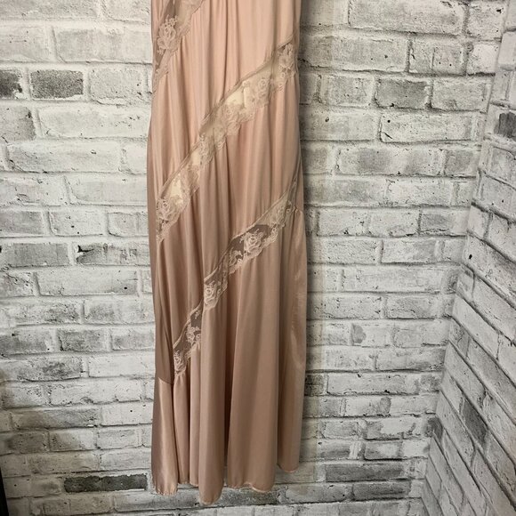 Vintage Y2K 90s Satin Sheer Lace Long Maxi Lingerie Slip Dress Nightgown - Picture 5 of 16